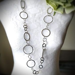Silver Textured Circle Link Necklace